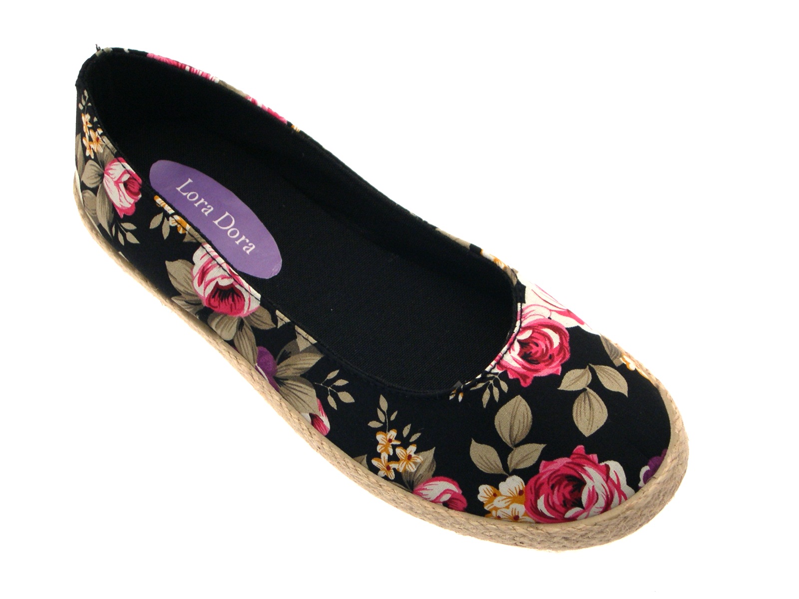 Womens Floral Flat Canvas Pumps Hessian Espadrilles Plimsolls Shoes